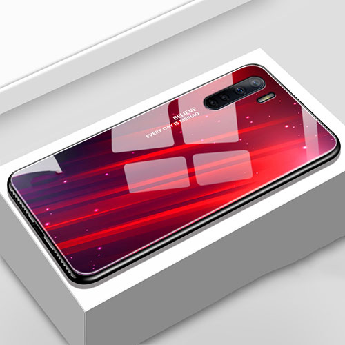 Silicone Frame Mirror Rainbow Gradient Case Cover for Oppo A91 Red Wine