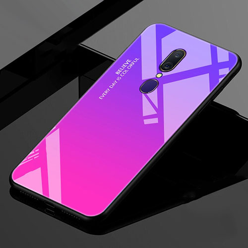 Silicone Frame Mirror Rainbow Gradient Case Cover for Oppo A9X Purple