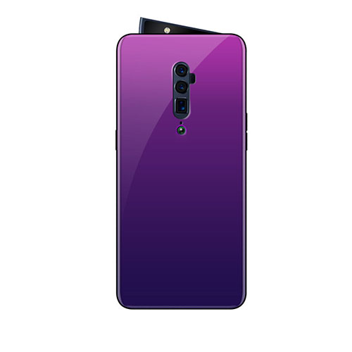 Silicone Frame Mirror Rainbow Gradient Case Cover for Oppo Reno 10X Zoom Purple