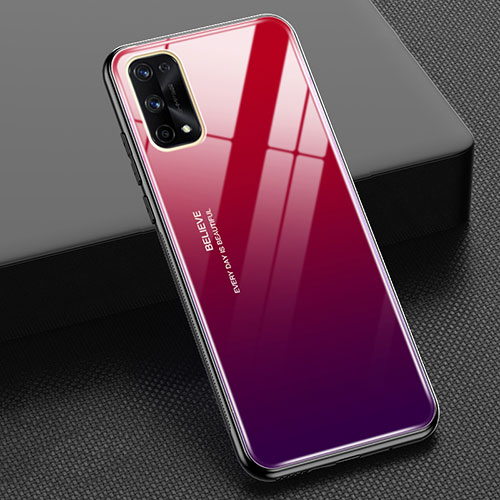 Silicone Frame Mirror Rainbow Gradient Case Cover for Realme Q2 Pro 5G Red Wine