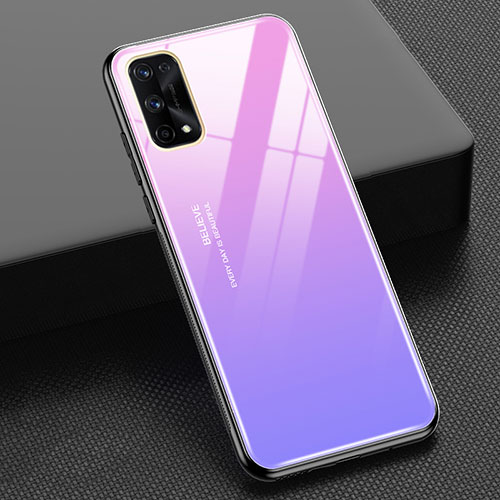 Silicone Frame Mirror Rainbow Gradient Case Cover for Realme X7 Pro 5G Clove Purple