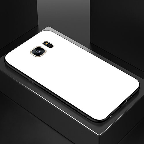 Silicone Frame Mirror Rainbow Gradient Case Cover for Samsung Galaxy S7 Edge G935F White