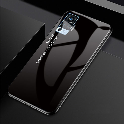 Silicone Frame Mirror Rainbow Gradient Case Cover for Vivo X51 5G Black
