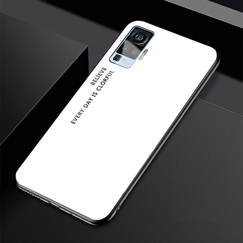 Silicone Frame Mirror Rainbow Gradient Case Cover for Vivo X51 5G White