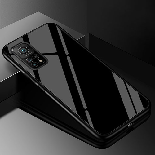 Silicone Frame Mirror Rainbow Gradient Case Cover for Xiaomi Mi 10T Pro 5G Black