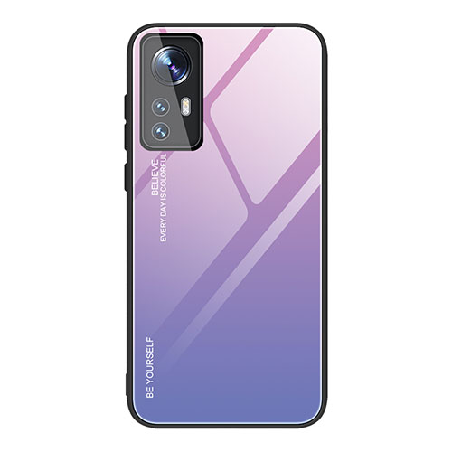 Silicone Frame Mirror Rainbow Gradient Case Cover for Xiaomi Mi 12 5G Clove Purple