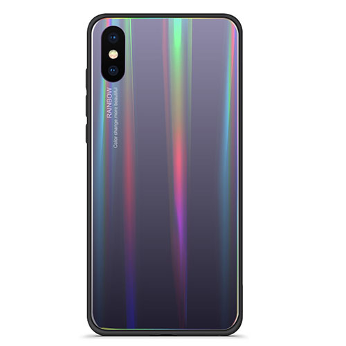Silicone Frame Mirror Rainbow Gradient Case Cover for Xiaomi Mi 8 Explorer Gray