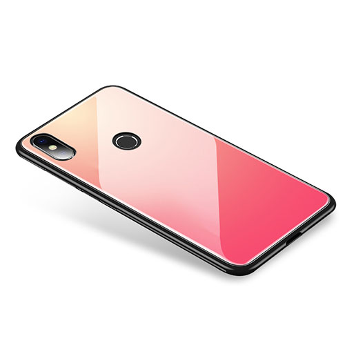 Silicone Frame Mirror Rainbow Gradient Case Cover for Xiaomi Mi 8 Hot Pink