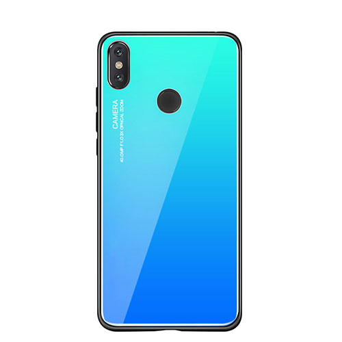 Silicone Frame Mirror Rainbow Gradient Case Cover for Xiaomi Mi 8 SE Blue