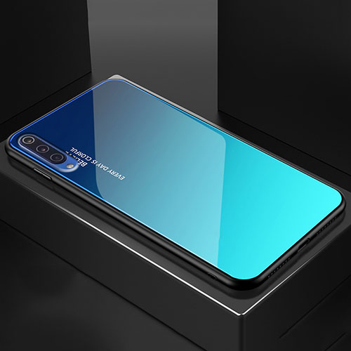 Silicone Frame Mirror Rainbow Gradient Case Cover for Xiaomi Mi 9 Pro Sky Blue