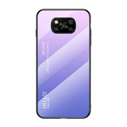 Silicone Frame Mirror Rainbow Gradient Case Cover for Xiaomi Poco X3 Pro Clove Purple