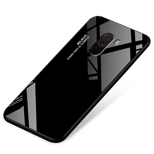 Silicone Frame Mirror Rainbow Gradient Case Cover for Xiaomi Pocophone F1 Black