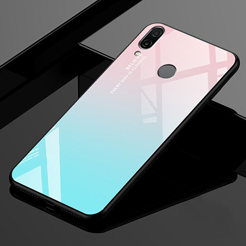 Silicone Frame Mirror Rainbow Gradient Case Cover for Xiaomi Redmi 7 Cyan