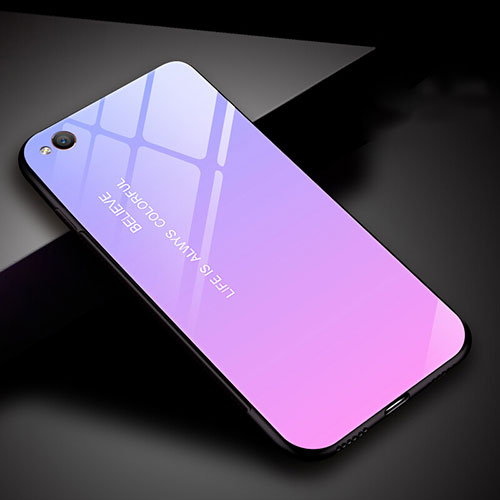 Silicone Frame Mirror Rainbow Gradient Case Cover for Xiaomi Redmi Go Purple