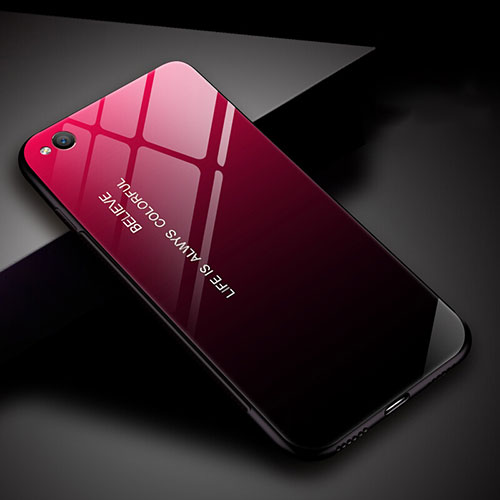 Silicone Frame Mirror Rainbow Gradient Case Cover for Xiaomi Redmi Go Red