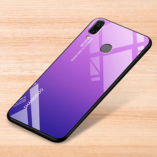 Silicone Frame Mirror Rainbow Gradient Case Cover for Xiaomi Redmi Note 7 Purple