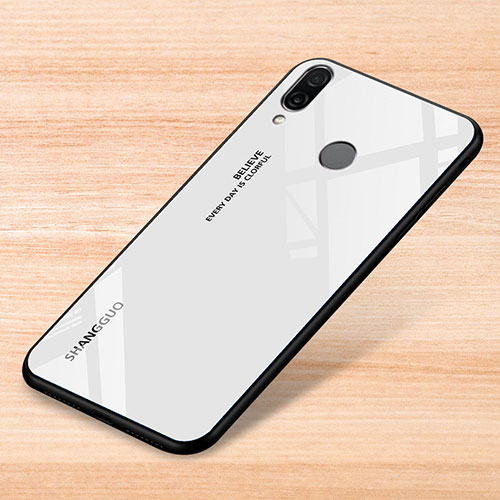 Silicone Frame Mirror Rainbow Gradient Case Cover for Xiaomi Redmi Note 7 White