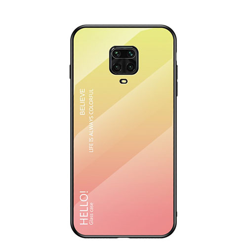 Silicone Frame Mirror Rainbow Gradient Case Cover for Xiaomi Redmi Note 9 Pro Max Yellow