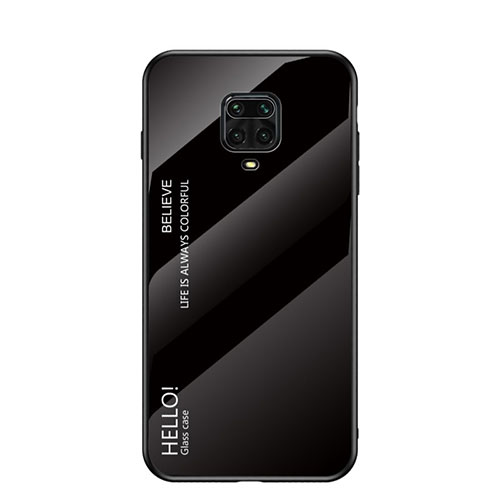 Silicone Frame Mirror Rainbow Gradient Case Cover for Xiaomi Redmi Note 9S Black