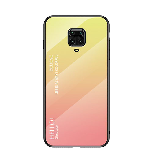 Silicone Frame Mirror Rainbow Gradient Case Cover for Xiaomi Redmi Note 9S Yellow