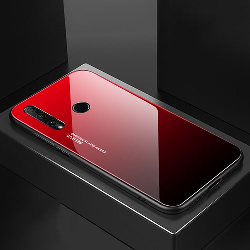 Silicone Frame Mirror Rainbow Gradient Case Cover H01 for Huawei Honor 20 Lite Red