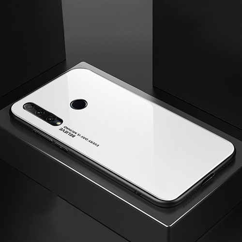 Silicone Frame Mirror Rainbow Gradient Case Cover H01 for Huawei Honor 20 Lite White