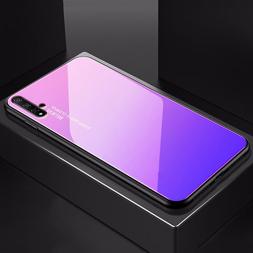 Silicone Frame Mirror Rainbow Gradient Case Cover H01 for Huawei Nova 5T Pink