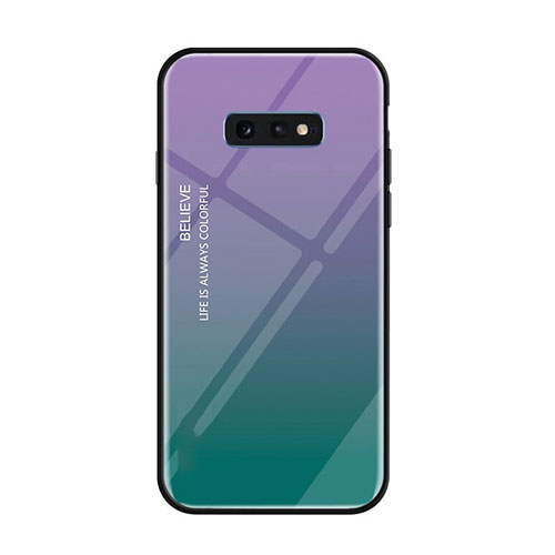 Silicone Frame Mirror Rainbow Gradient Case Cover H01 for Samsung Galaxy S10e Purple