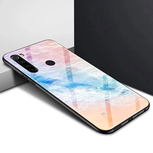 Silicone Frame Mirror Rainbow Gradient Case Cover H01 for Xiaomi Redmi Note 8 Orange