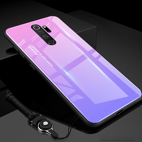 Silicone Frame Mirror Rainbow Gradient Case Cover H01 for Xiaomi Redmi Note 8 Pro Purple