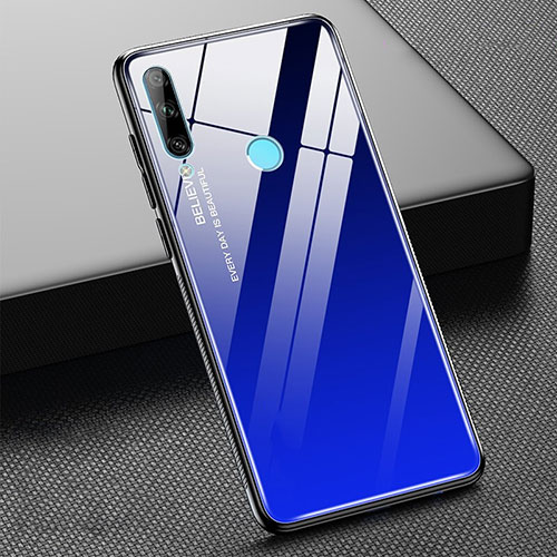 Silicone Frame Mirror Rainbow Gradient Case Cover H02 for Huawei Honor 20 Lite Blue