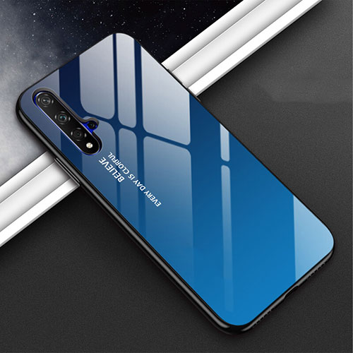 Silicone Frame Mirror Rainbow Gradient Case Cover H02 for Huawei Nova 5 Pro Blue
