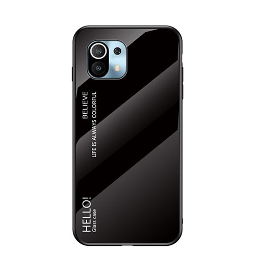 Silicone Frame Mirror Rainbow Gradient Case Cover H02 for Xiaomi Mi 11 5G Black