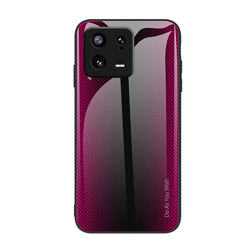 Silicone Frame Mirror Rainbow Gradient Case Cover JM1 for Xiaomi Mi 13 5G Hot Pink