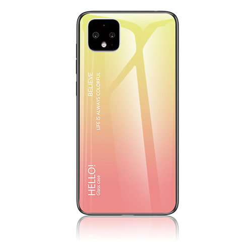 Silicone Frame Mirror Rainbow Gradient Case Cover LS1 for Google Pixel 4 Yellow
