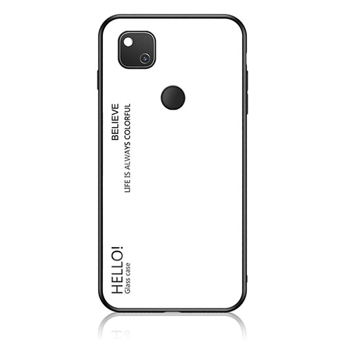 Silicone Frame Mirror Rainbow Gradient Case Cover LS1 for Google Pixel 4a White