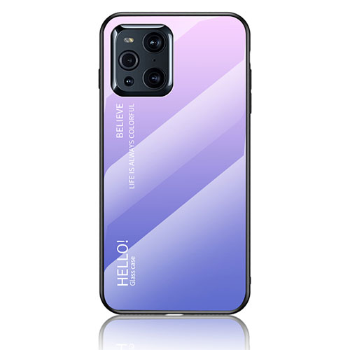 Silicone Frame Mirror Rainbow Gradient Case Cover LS1 for Oppo Find X3 5G Clove Purple