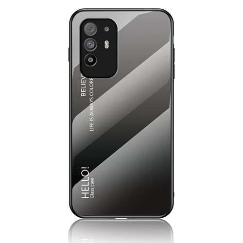 Silicone Frame Mirror Rainbow Gradient Case Cover LS1 for Oppo Reno5 Z 5G Dark Gray