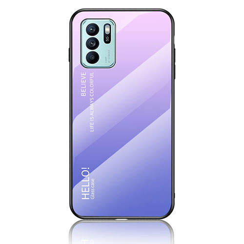 Silicone Frame Mirror Rainbow Gradient Case Cover LS1 for Oppo Reno6 Z 5G Clove Purple