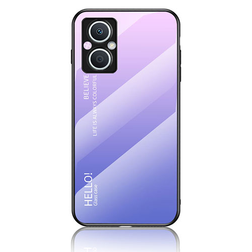 Silicone Frame Mirror Rainbow Gradient Case Cover LS1 for Oppo Reno7 Z 5G Clove Purple