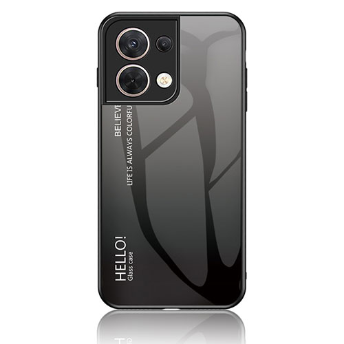 Silicone Frame Mirror Rainbow Gradient Case Cover LS1 for Oppo Reno8 5G Dark Gray