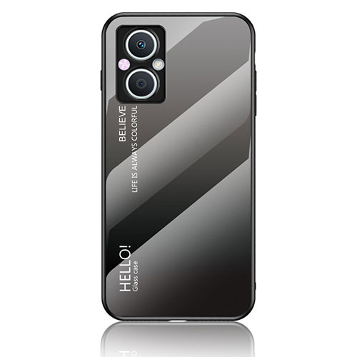 Silicone Frame Mirror Rainbow Gradient Case Cover LS1 for Oppo Reno8 Lite 5G Dark Gray