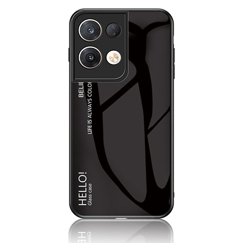 Silicone Frame Mirror Rainbow Gradient Case Cover LS1 for Oppo Reno8 Pro+ Plus 5G Black