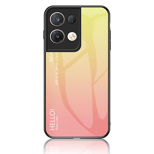 Silicone Frame Mirror Rainbow Gradient Case Cover LS1 for Oppo Reno8 Pro+ Plus 5G Yellow
