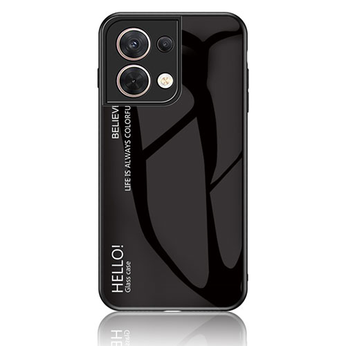 Silicone Frame Mirror Rainbow Gradient Case Cover LS1 for Oppo Reno9 Pro 5G Black