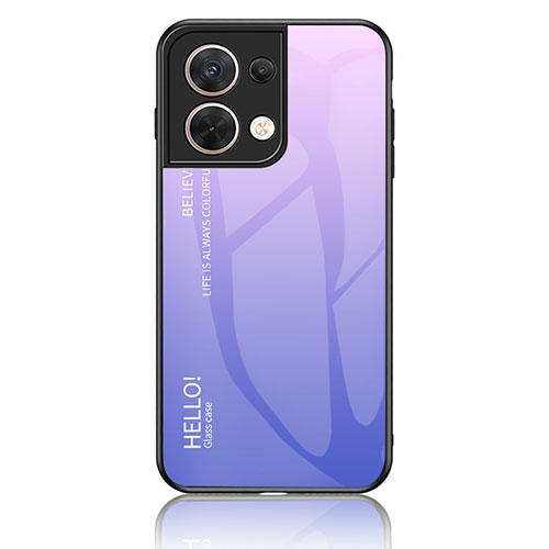 Silicone Frame Mirror Rainbow Gradient Case Cover LS1 for Oppo Reno9 Pro 5G Clove Purple