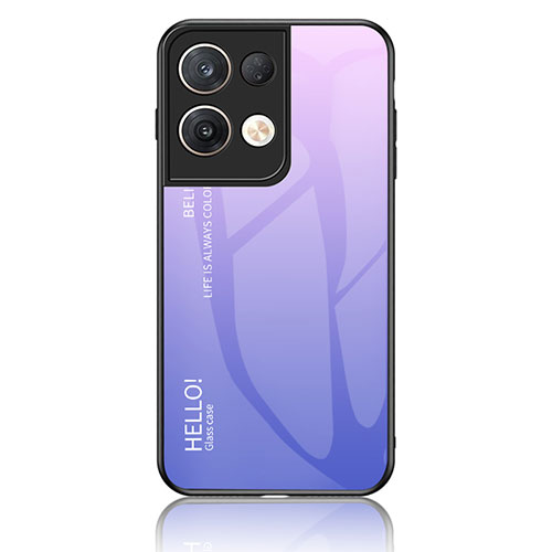 Silicone Frame Mirror Rainbow Gradient Case Cover LS1 for Oppo Reno9 Pro+ Plus 5G Clove Purple