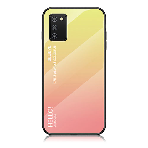 Silicone Frame Mirror Rainbow Gradient Case Cover LS1 for Samsung Galaxy A02s Yellow