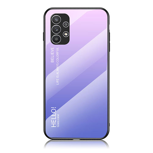 Silicone Frame Mirror Rainbow Gradient Case Cover LS1 for Samsung Galaxy A23 5G Clove Purple