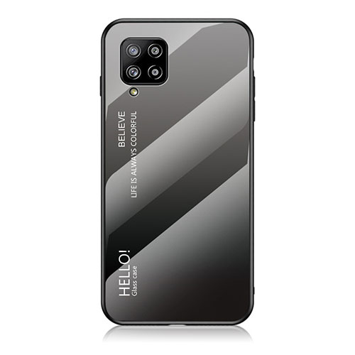 Silicone Frame Mirror Rainbow Gradient Case Cover LS1 for Samsung Galaxy A42 5G Dark Gray
